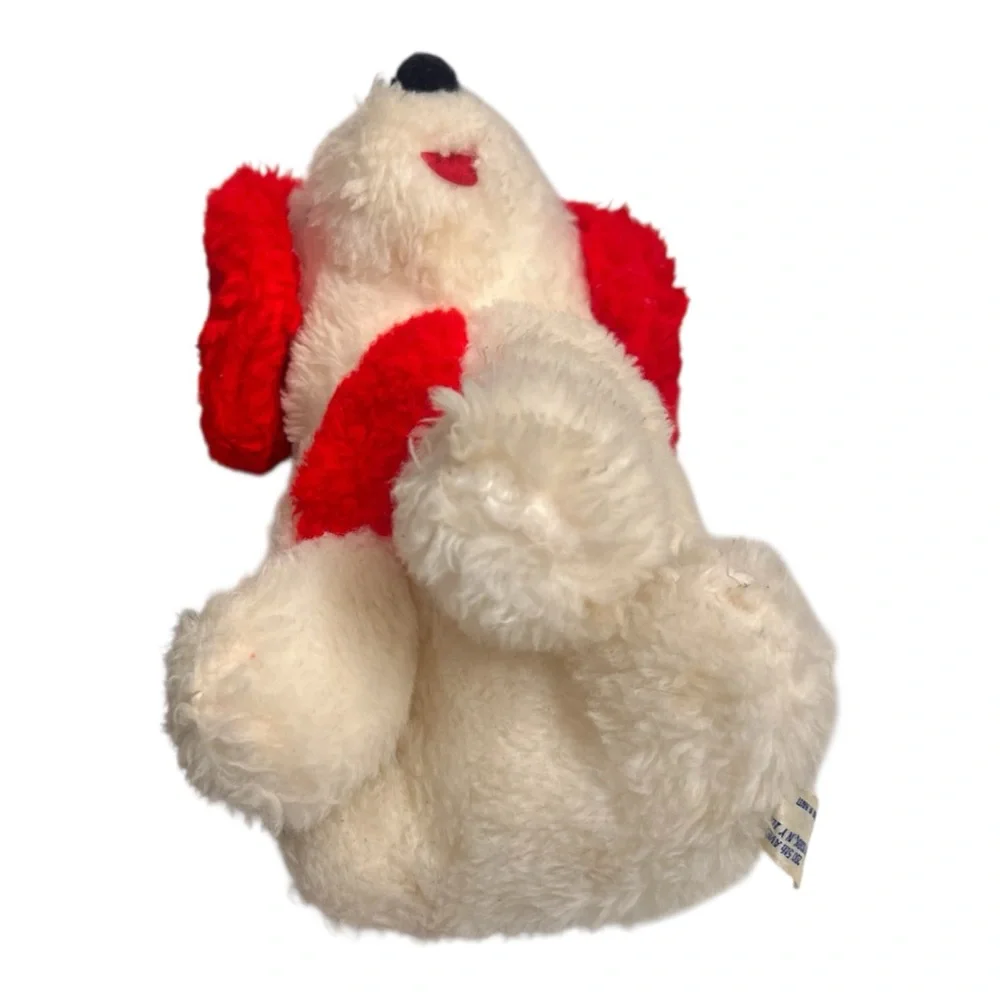 Animal Toys Plus Plush Dog White Red Ears Vintage Stuffed Animal Toy